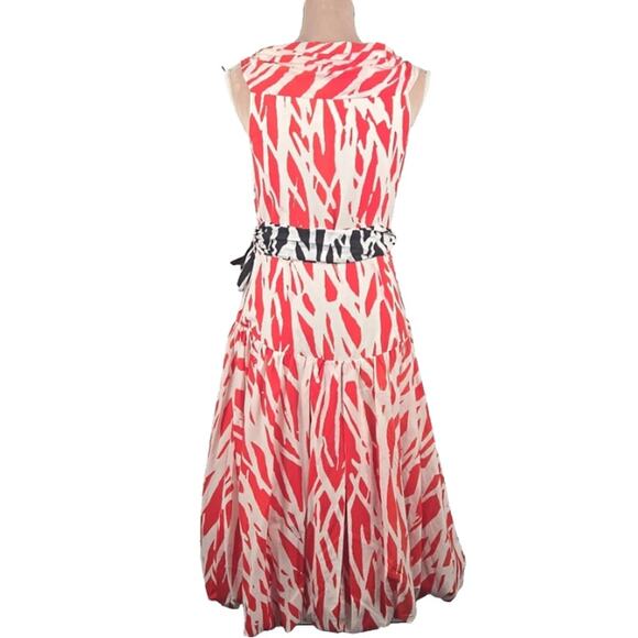 Diane Von Furstenberg Wrap Dress Red 100% Cotton Bubble Hem Size 6 - Picture 3 of 9